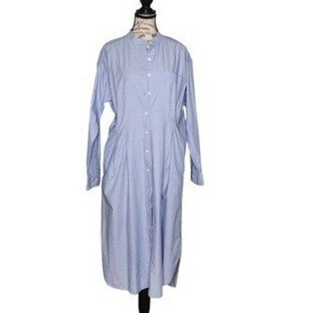 Gap Women's Light Blue Cotton Midi Shirt Dress Button Front Size M